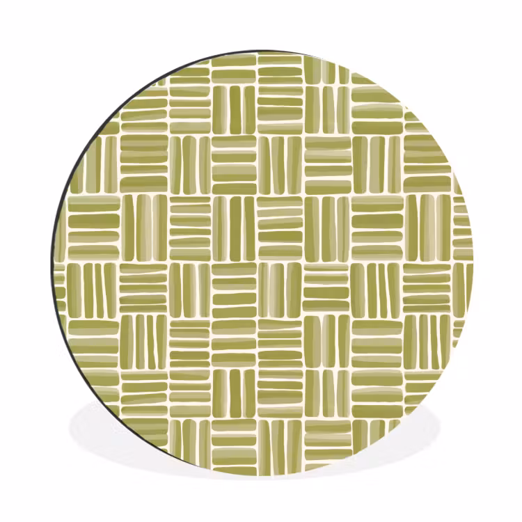 Vlecht - Patroon - Groen Wandcirkel aluminium klein 190 -3d