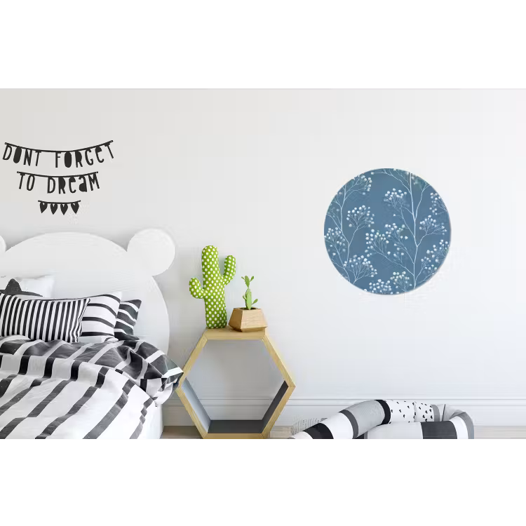 Takken - Bessen - Patroon - Lichtblauw Wandcirkel aluminium klein 190 -kinderkamer