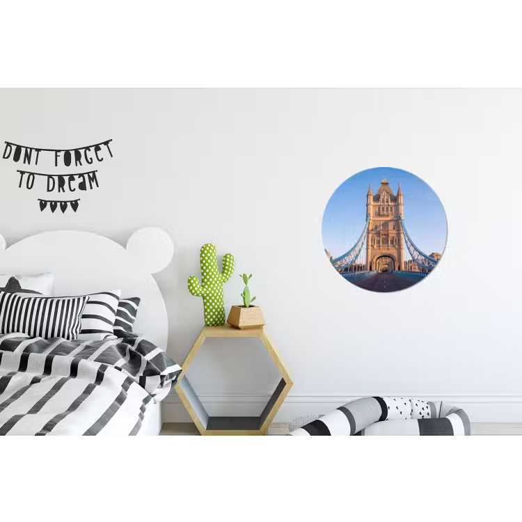 Brug - Toren - Architectuur - Klassiek - Blauw Wandcirkel aluminium klein -kinderkamer