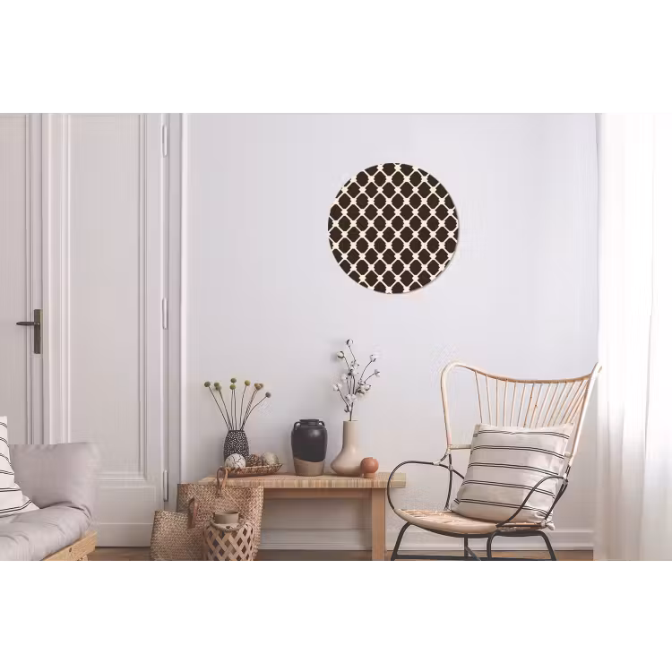 Bruin - Ruitpatroon - Geometrisch Wandcirkel aluminium klein 190 -woonkamer