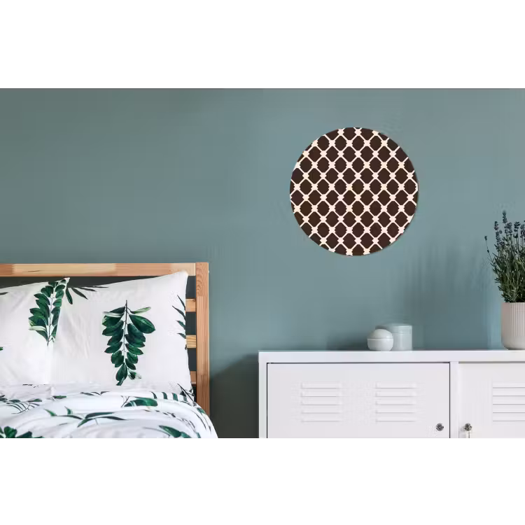 Bruin - Ruitpatroon - Geometrisch Wandcirkel aluminium klein 190 -slaapkamer