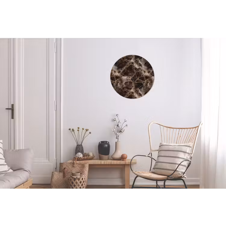 Bruin - Goud - Marmer Wandcirkel aluminium klein 190 -woonkamer