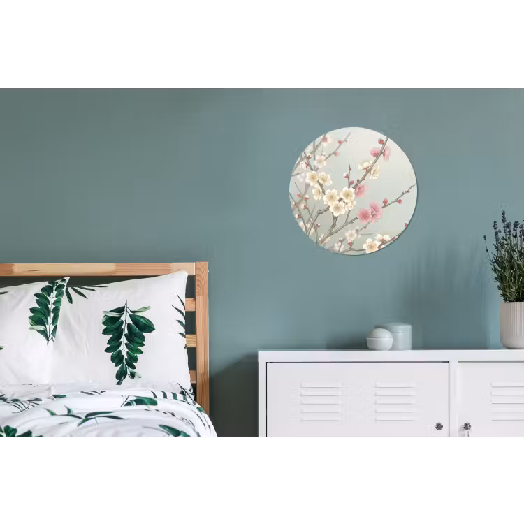 Kersen - Bloesem - Groen Wandcirkel aluminium klein -slaapkamer