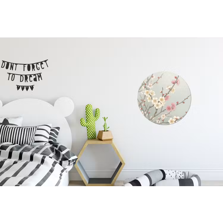 Kersen - Bloesem - Groen Wandcirkel aluminium klein -kinderkamer