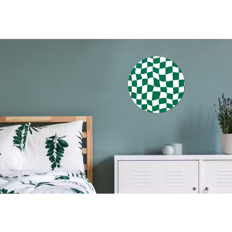 Schaakbord - Golvend - Groen Wandcirkel aluminium klein 190 -slaapkamer