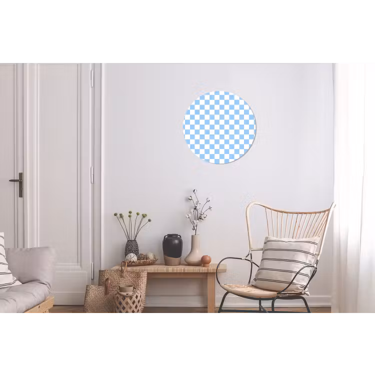 Schaakbord - Klassiek - Blauw Wandcirkel aluminium klein 190 -woonkamer