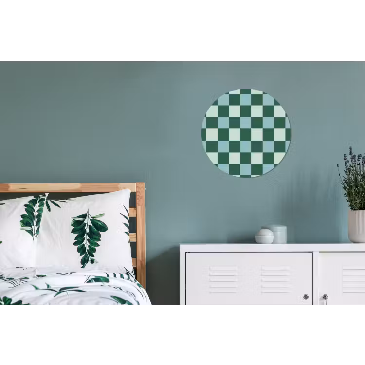 Schaakbord - Klassiek - Groen Wandcirkel aluminium klein 190 -slaapkamer