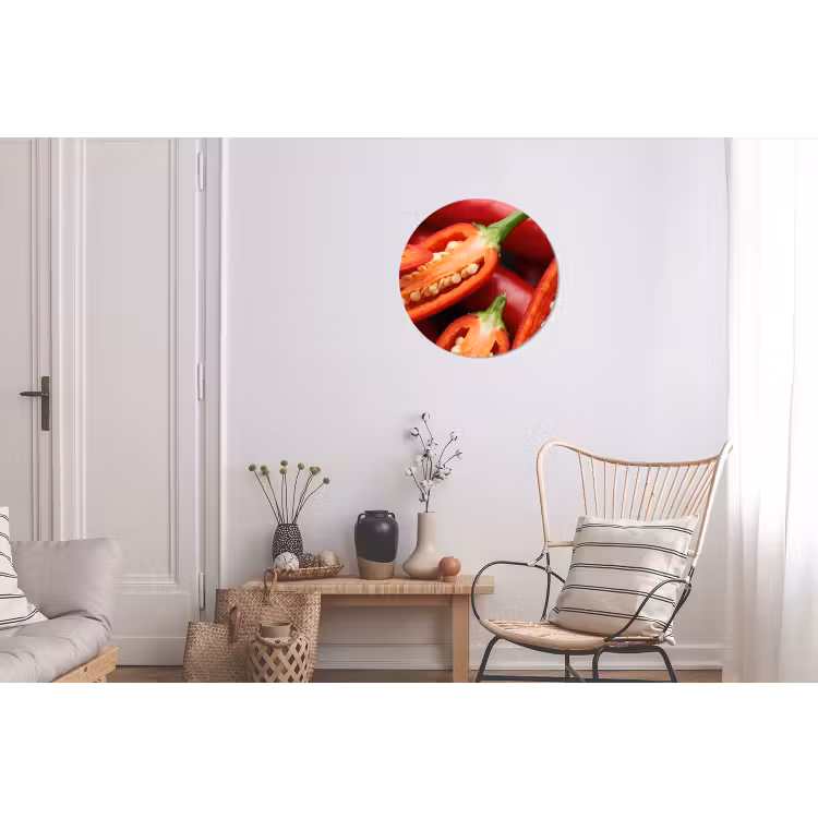 Wall circle - Aluminum - Chili Pepper - Open - Red - Chilipeper - Open - Rood Wandcirkel aluminium klein