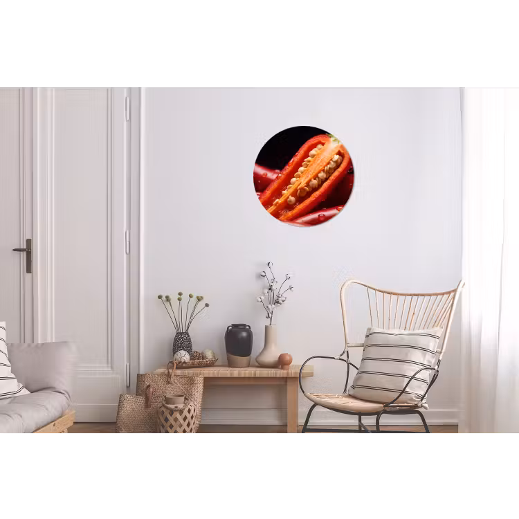 Wall circle - Aluminum - Chili Pepper - Red - Food - Chilipeper - Rood - Eten Wandcirkel aluminium klein
