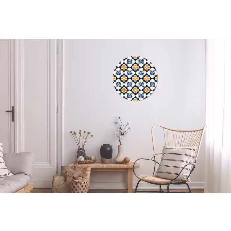 Klassiek - Geometrisch - Blauw Wandcirkel aluminium klein 190 -woonkamer