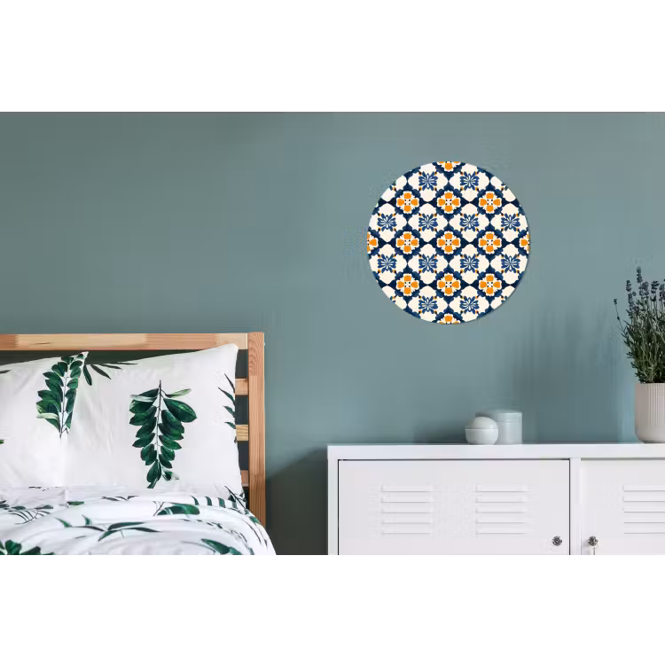 Klassiek - Geometrisch - Blauw Wandcirkel aluminium klein 190 -slaapkamer