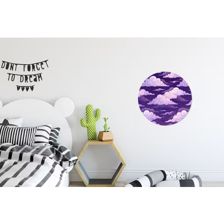 Wolken - Nacht - Natuur - Abstract - Paars Wandcirkel aluminium klein -kinderkamer