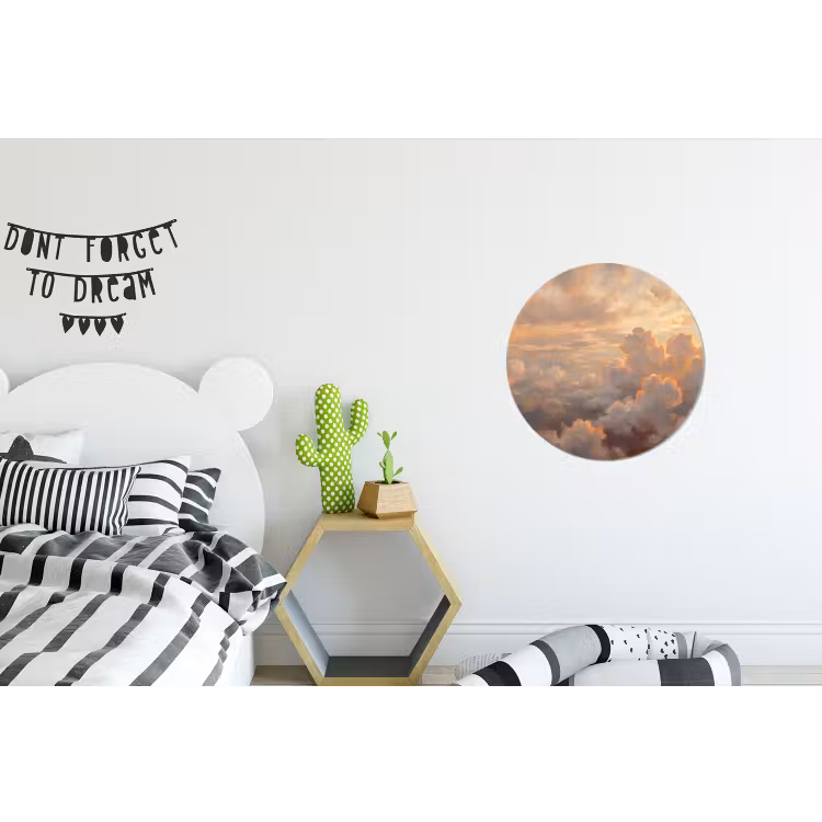 Wolken - Zonsondergang - Natuur - Abstract - Goud Wandcirkel aluminium klein -kinderkamer