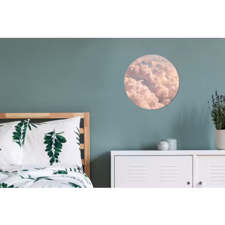 Wolken - Zonsondergang - Natuur - Pastel - Roze Wandcirkel aluminium klein -slaapkamer