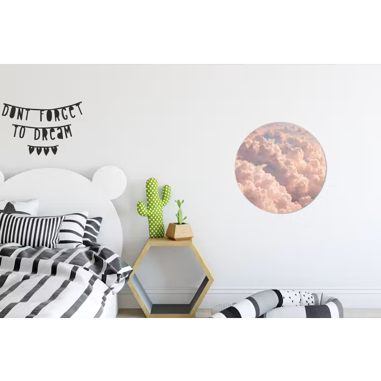 Wolken - Zonsondergang - Natuur - Pastel - Roze Wandcirkel aluminium klein -kinderkamer