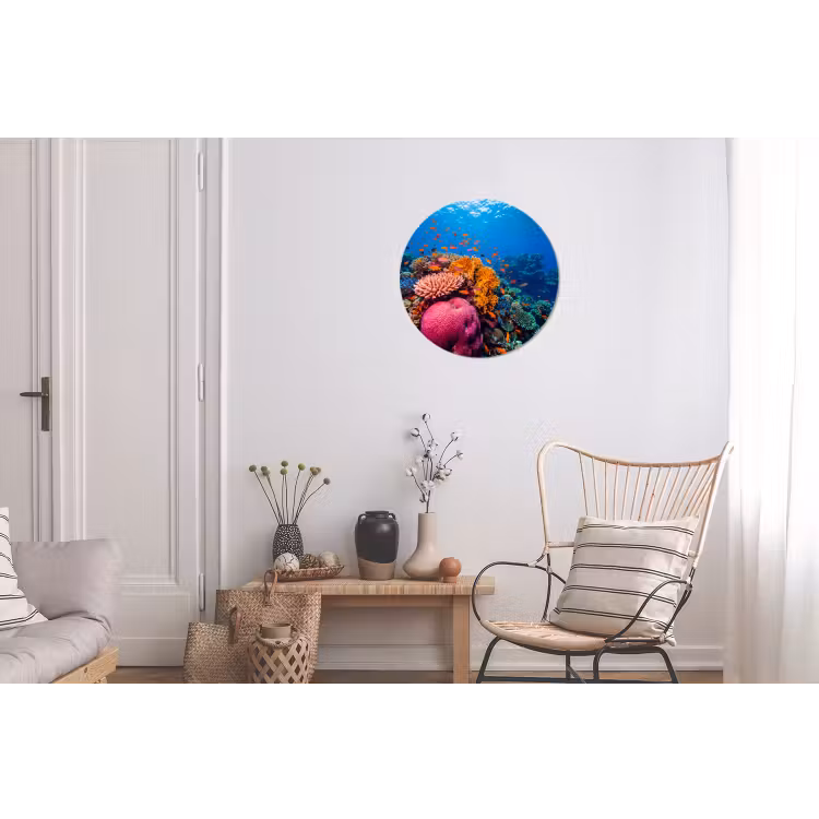 Koraal - Vissen - Oceaan - Natuur - Kleurrijk Wandcirkel aluminium klein -woonkamer