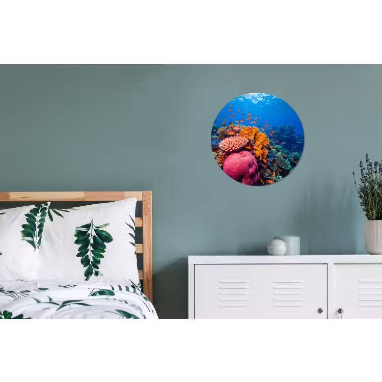Koraal - Vissen - Oceaan - Natuur - Kleurrijk Wandcirkel aluminium klein -slaapkamer