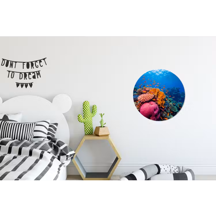Koraal - Vissen - Oceaan - Natuur - Kleurrijk Wandcirkel aluminium klein -kinderkamer