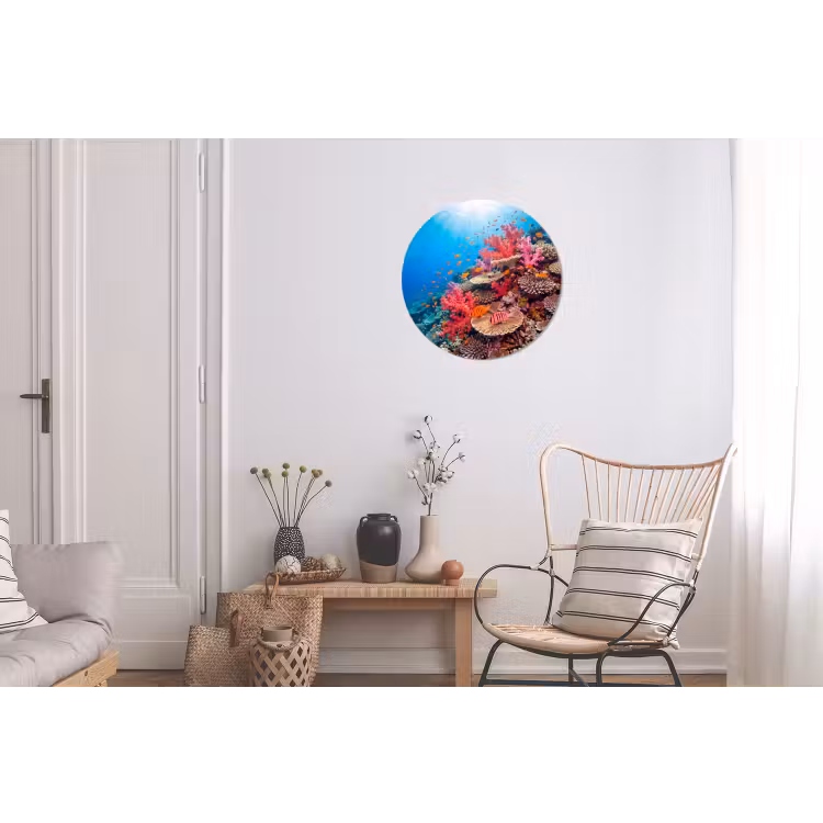 Koraalrif - Vissen - Onderwater - Tropisch - Rood Wandcirkel aluminium klein -woonkamer