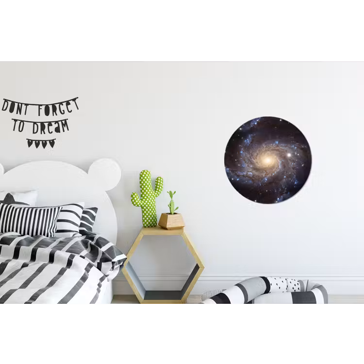 Kosmos - Sterrenstelsel - Donker Wandcirkel aluminium klein -kinderkamer