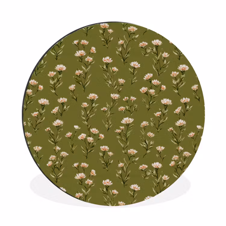 Landelijk - Bloemen - Groen Wandcirkel aluminium klein 190 -3d