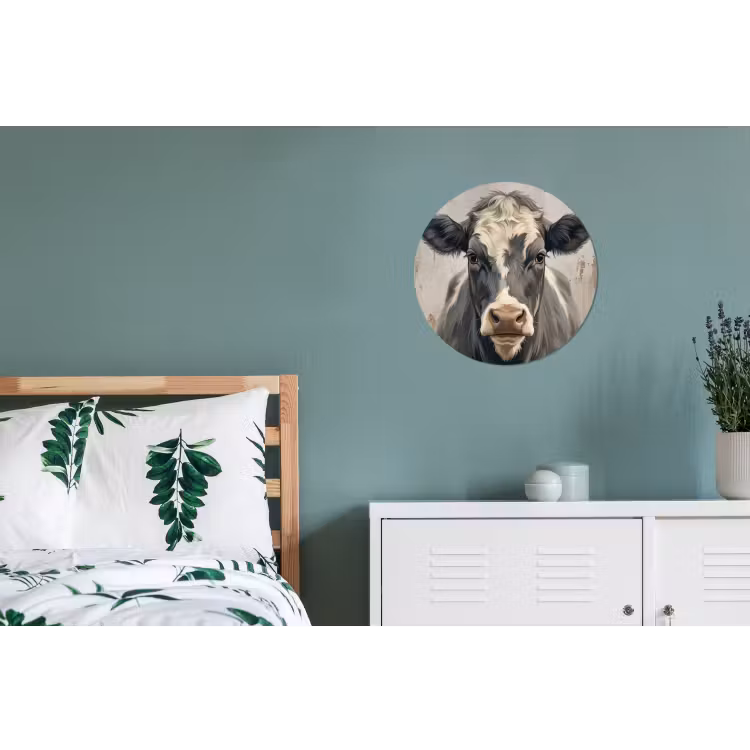 Koe - Portret - Dieren - Modern Wandcirkel aluminium klein -slaapkamer