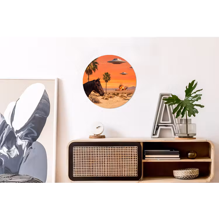 Wall circle - Aluminum - Cowboy - Horse - Desert - Cowboy - Paard - Woestijn Wandcirkel aluminium klein