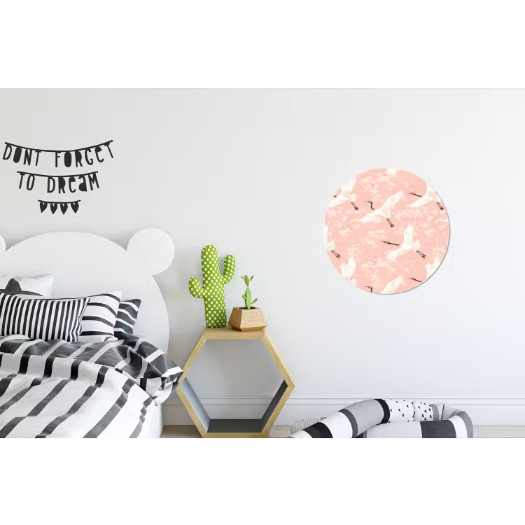 Kraanvogels - Bloesem - Roze Wandcirkel aluminium klein 190 -kinderkamer
