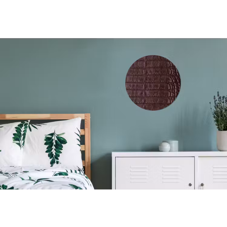 Krokodil - Leer - Bruin Wandcirkel aluminium klein -slaapkamer