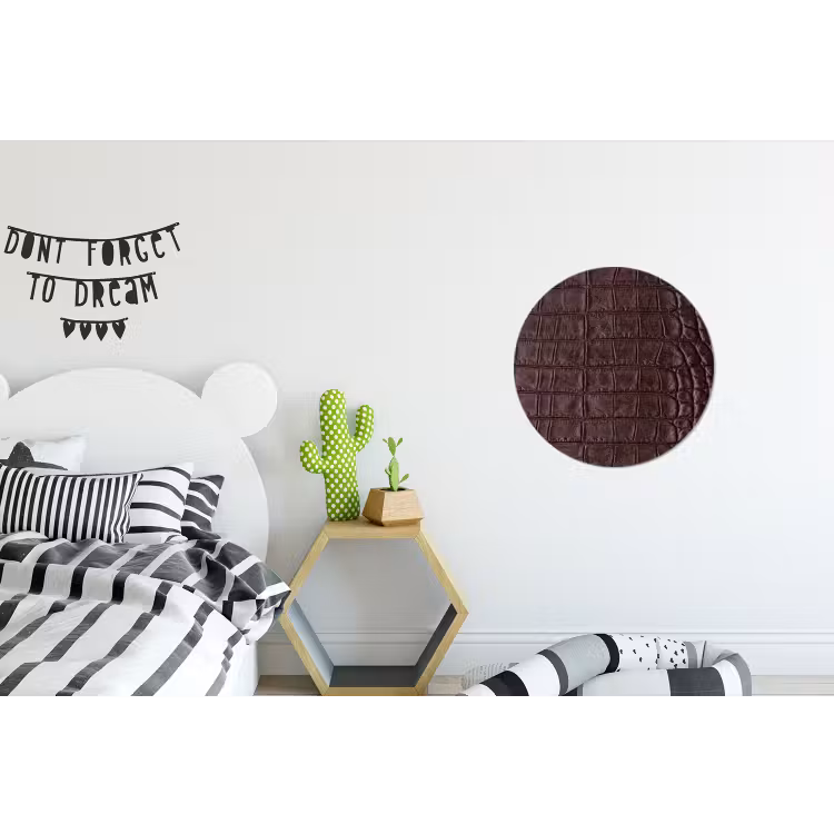 Krokodil - Leer - Bruin Wandcirkel aluminium klein -kinderkamer