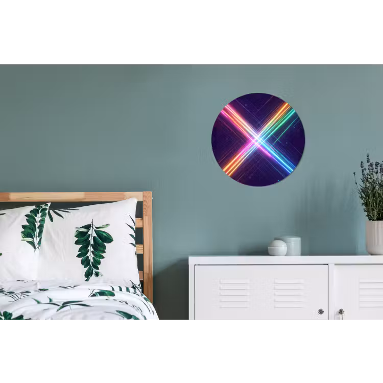Kruisen - Lasterstralen - Neon Wandcirkel aluminium klein -slaapkamer