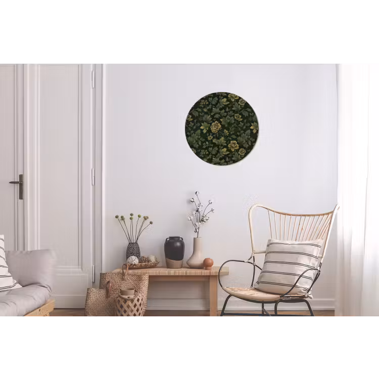 Donker - Groen - Goud - Botanisch Wandcirkel aluminium klein 190 -woonkamer