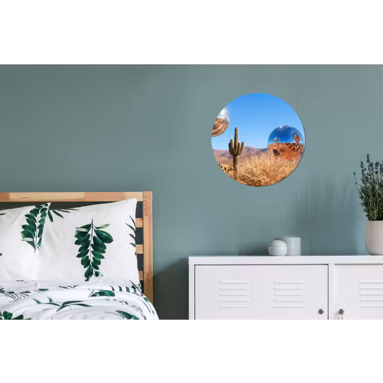 Wall circle - Aluminum - Desert - Mirror Ball - Art - Woestijn - Spiegelbal - Kunst Wandcirkel aluminium klein