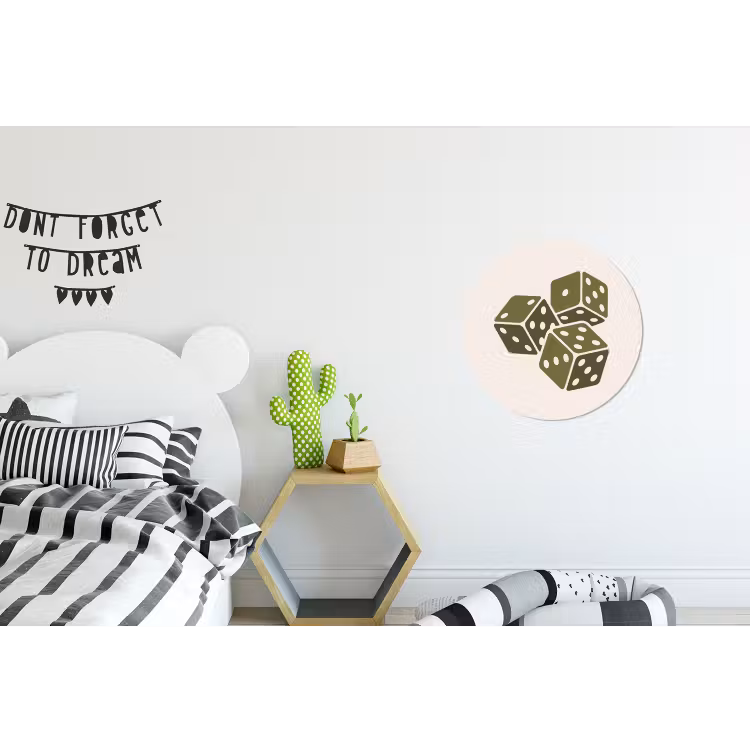 Dobbelsteen - Spel - Groen - Abstract Wandcirkel aluminium klein -kinderkamer