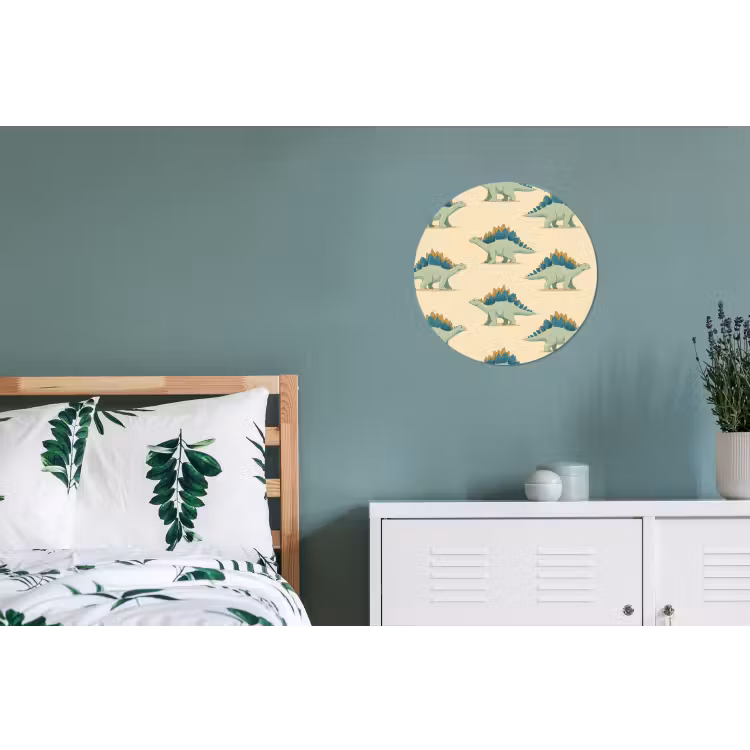 Dino - Patroon - Groen Wandcirkel aluminium klein 190 -slaapkamer