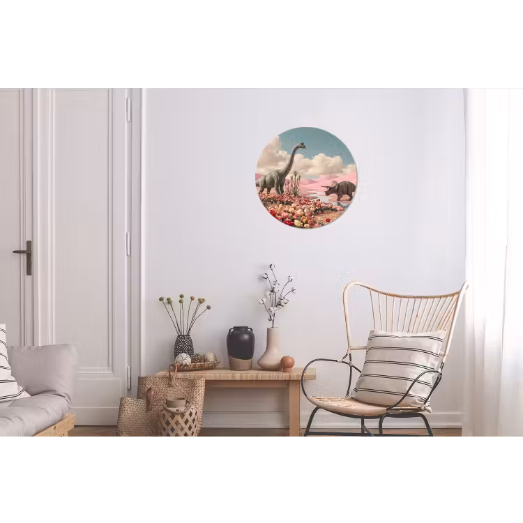 Wall circle - Aluminum - Dinosaur - Pink - Landscape - Dinosaurus - Roze - Landschap Wandcirkel aluminium klein