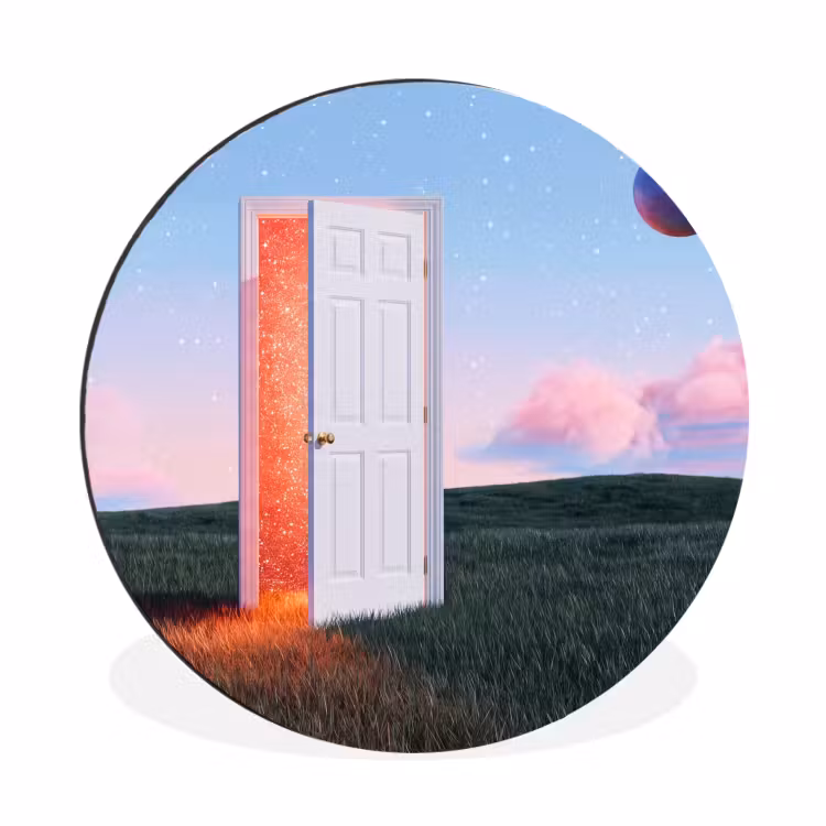 Wall circle - Aluminum - Door - Fantasy - Space - Deur - Fantasie - Ruimte Wandcirkel aluminium klein