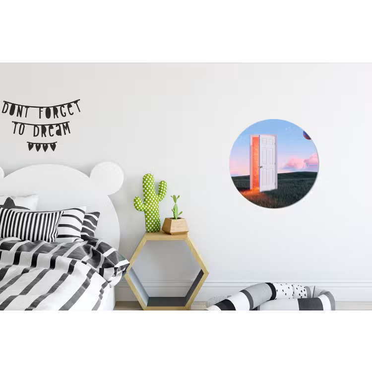 Wall circle - Aluminum - Door - Fantasy - Space - Deur - Fantasie - Ruimte Wandcirkel aluminium klein