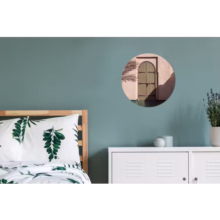 Deur - Hout - Architectuur - Groen - Rustiek Wandcirkel aluminium klein -slaapkamer