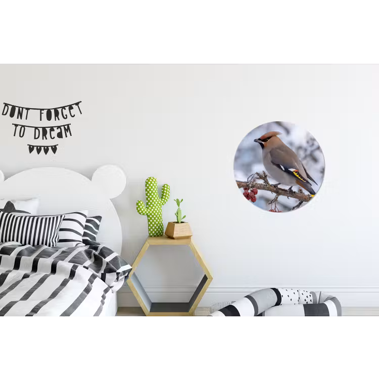 Pestvogel - Bessen - Winter - Natuur Wandcirkel aluminium klein -kinderkamer