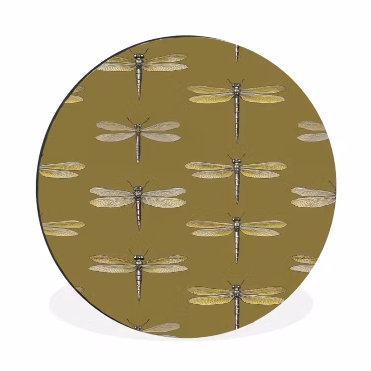 Libellen - Patroon - Groen Wandcirkel aluminium klein 190 -3d
