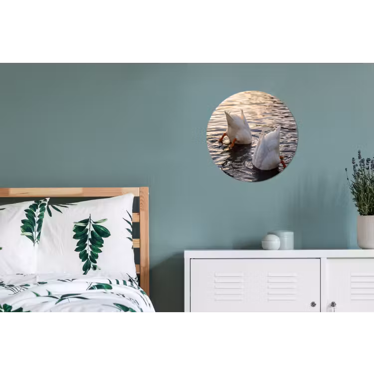 Eenden - Water - Natuur Wandcirkel aluminium klein -slaapkamer