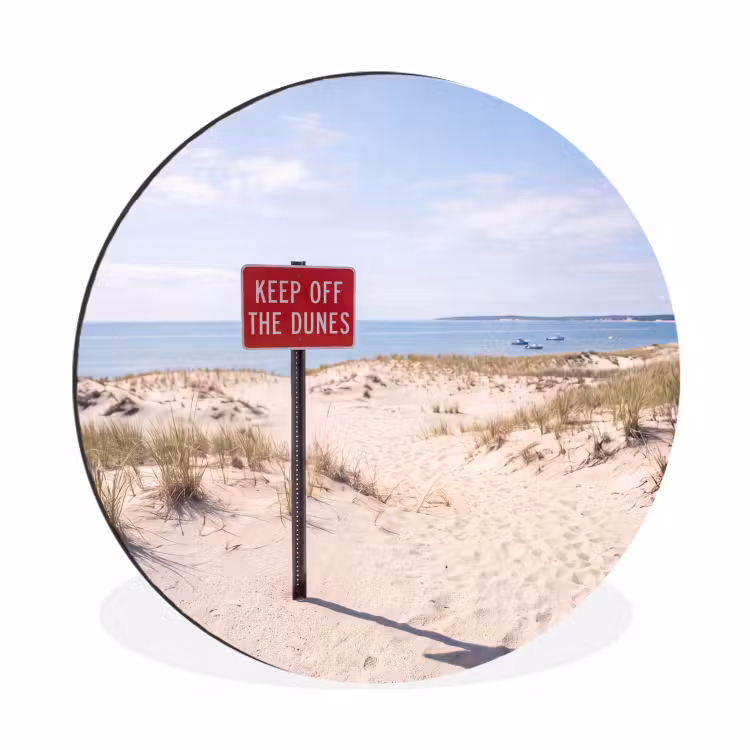 Duin - Bord - Kust - Landschap - Rood Wandcirkel aluminium klein -3d