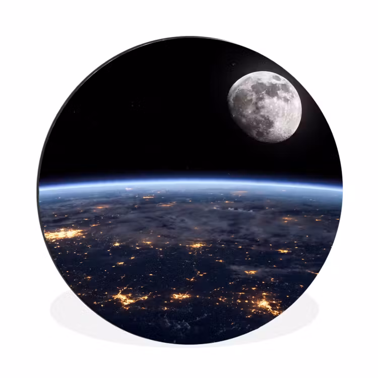 Wall circle - Aluminum - Earth - Night - Space - Aarde - Nacht - Ruimte Wandcirkel aluminium klein