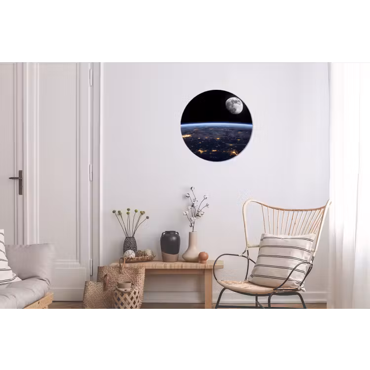 Wall circle - Aluminum - Earth - Night - Space - Aarde - Nacht - Ruimte Wandcirkel aluminium klein