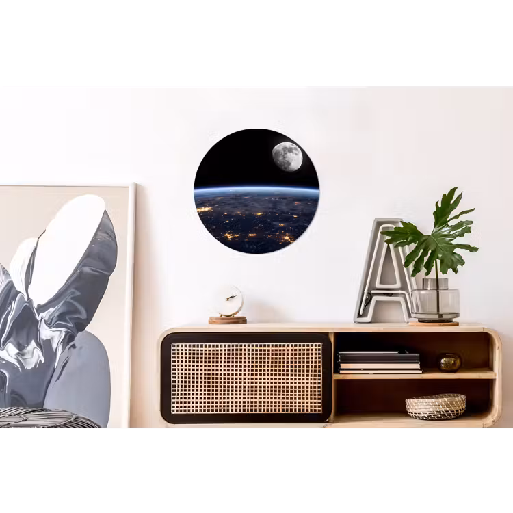 Wall circle - Aluminum - Earth - Night - Space - Aarde - Nacht - Ruimte Wandcirkel aluminium klein