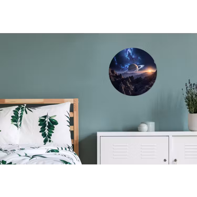 Fantasy - Kosmos - Landschap Wandcirkel aluminium klein -slaapkamer