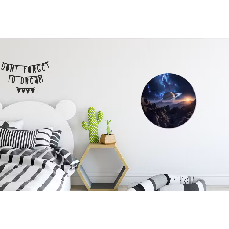 Fantasy - Kosmos - Landschap Wandcirkel aluminium klein -kinderkamer