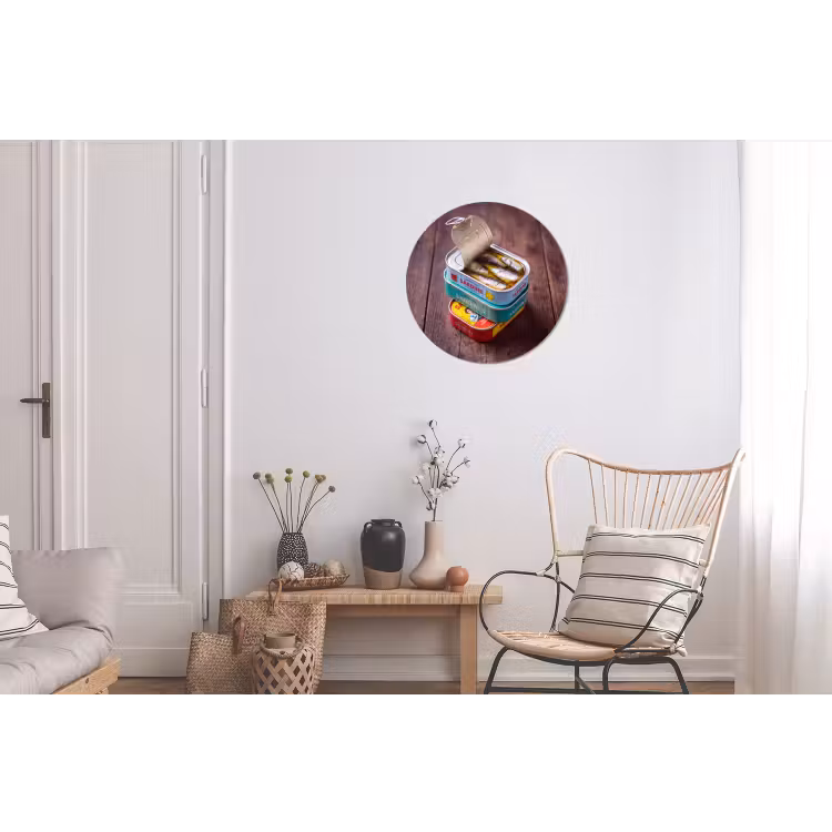 Wall circle - Aluminum - Fish - Cans - Kitchen - Vis - Blikjes - Keuken Wandcirkel aluminium klein