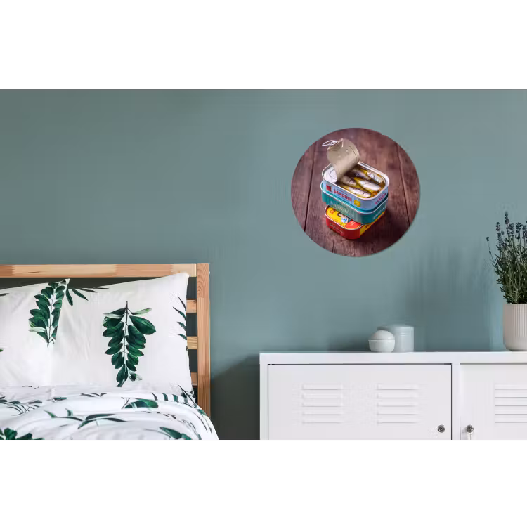 Wall circle - Aluminum - Fish - Cans - Kitchen - Vis - Blikjes - Keuken Wandcirkel aluminium klein
